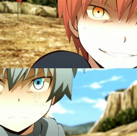 Two Anime Characters One With Red Hair And The Other With Blue Eyes