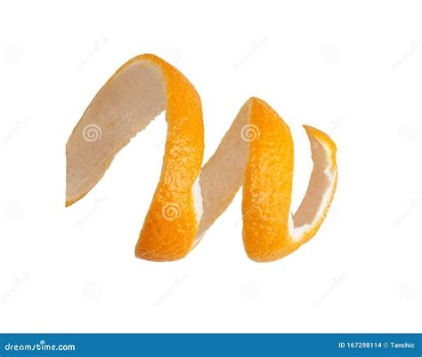 Fresh Peel Of An Orange Spiral Isolated On A White Stock Photo Image