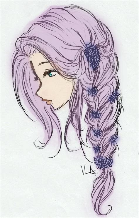 Spruch Bilder Long Hair Anime Girl Drawing Cartoon