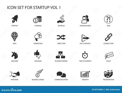 Business Startup Icon Set Vector Symbols For Various Business