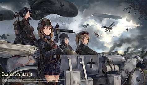 アニメ アニメの女の子 銃を持つ女の子 ストッキング 世界大戦 銃 ドイツ軍 軍隊 HDデスクトップの壁紙