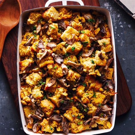 Pack the stuffing into a medium or large casserole dish, and bake covered (e.g., by foil) i sprinkled some parmesan cheese on leftovers the next day and it tasted even better! Cornbread & Oyster-Mushroom Stuffing Recipe - EatingWell