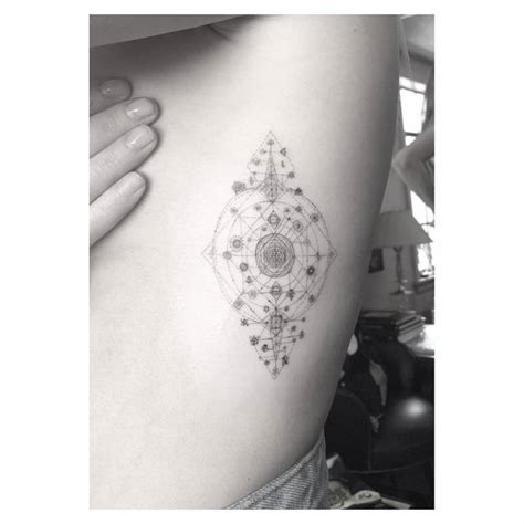 Fine Line Style Geometric Tattoo On Ellie Goulding