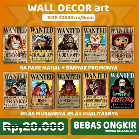 Jual Poster Dinding Kayu Bounty Wanted One Piece Seri Shopee Indonesia