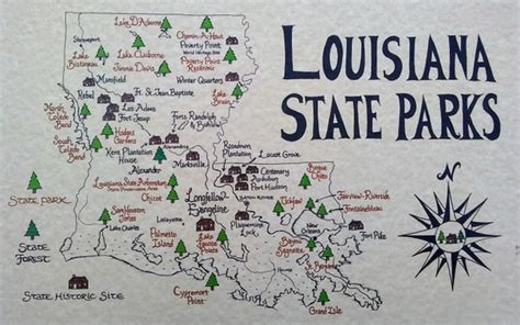 Louisiana State Parks Map Etsy