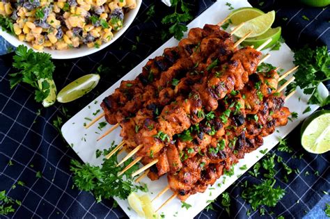 Once the grill is hot, place the chicken kabobs evenly on the grill. Mexican Dry Rub Grilled Chicken Skewers - Lord Byron's Kitchen