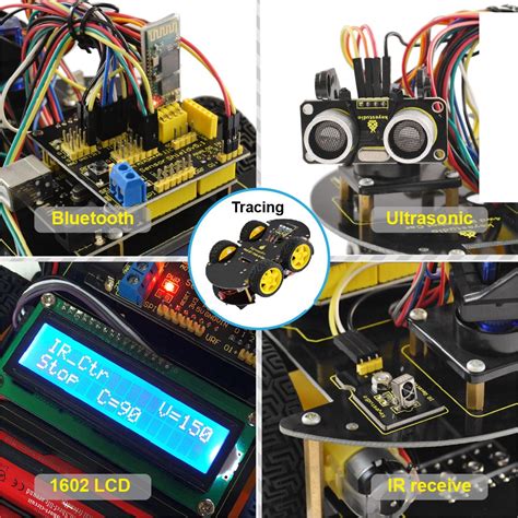Keyestudio Robot Kit For Arduino 4wd Bluetooth Multi Functional Smart