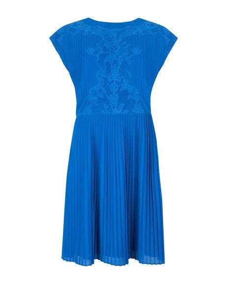 Saskiah Lace Pleated Dress Blue Womens Ted Baker Row Pleated