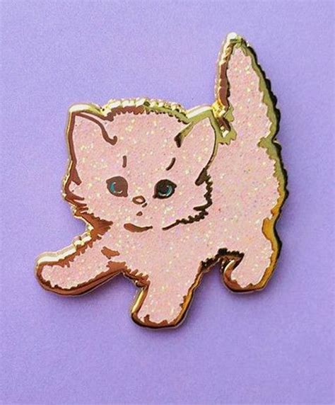 Sparkly Pink Kitty Pin Cute Pins Patches Pin And Patches