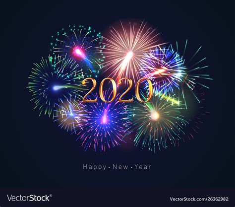 Check spelling or type a new query. Happy new year 2020 greeting card with fireworks Vector Image