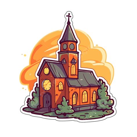 Church Sticker Icon Cartoon Vector Clipart Church Sticker Cartoon Png And Vector With
