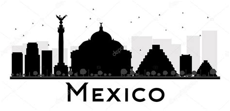 Mexico City Skyline Black And White Silhouette Stock Vector By