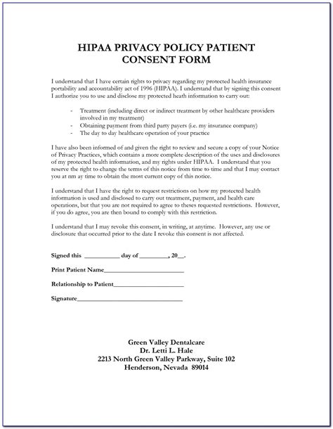 Hipaa Privacy Form Template