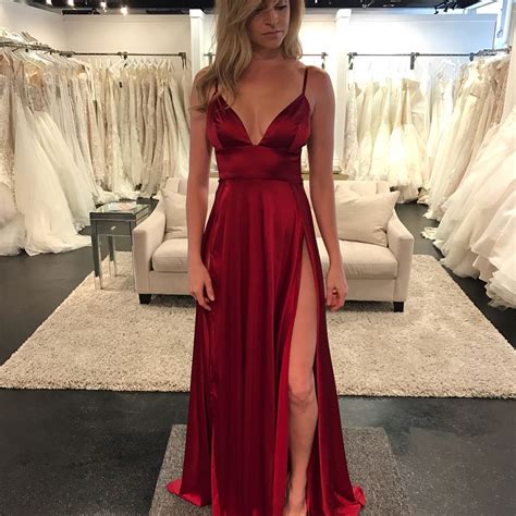 Sexy Wine Red V Neck Prom Dressempire Formal Gownevening Dress With