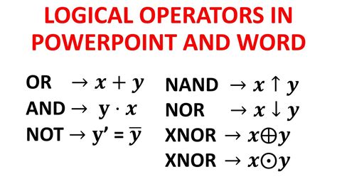 Logical Operators Gate Symbols And Or Not Nand Nor Xor Xnor In