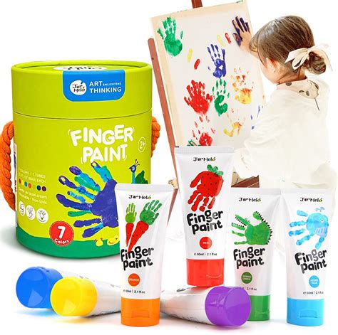 Jar Melo Safe Finger Paints For Toddlers 7 Colors Large