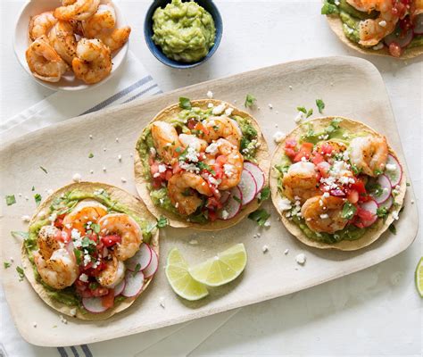 Tostadas baked on the rack are on the left and baked on a pan on the right. Shrimp Tostadas