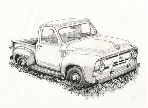 Billedresultat For Old Pick Up Truck With Furniture Illustration Old Ford Truck Car Drawings