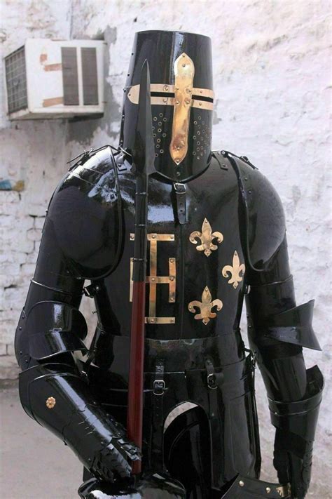 Collectible Black Armour Medieval Wearable Knight Crusader Full Suit Of