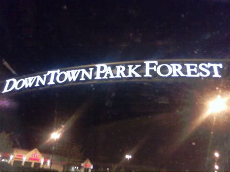 Park Forest Il Downtown Park Forest Banner At Night Photo Picture