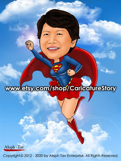 custom super woman caricature portrait — caricature story custom digital caricature perfect