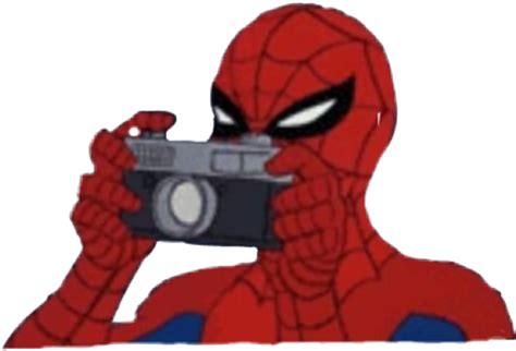 Spiderman Spider Meme Camera Photos Sticker By Gabvuvu