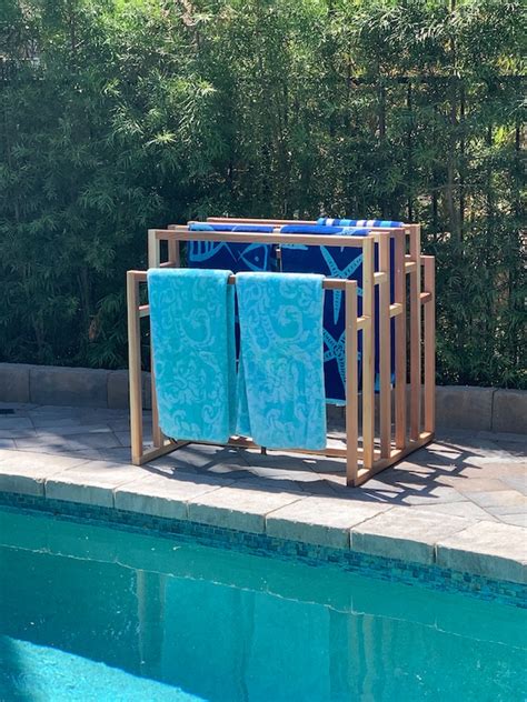 Pool Towel Rack And Pool Float Storage Redwood Sustainable Etsy