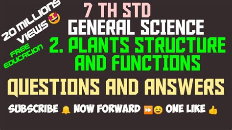 7th Std General Science 2 Plants Structure And Function 😃 Questions