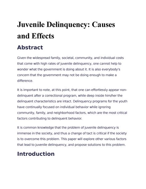Juvenile Delinquency And The Explanation Juvenile Delinquency Causes