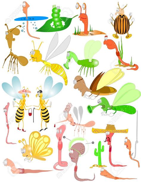 Bugs And Insects Caricature Drawing Worms