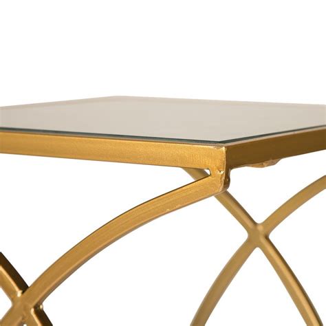Glitzhome Gold Metal Nesting Accent End Tablecoffee Table With Glass