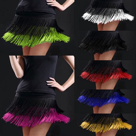 latin skirts women dance double fringe designed dance costumes performance latin fringe female