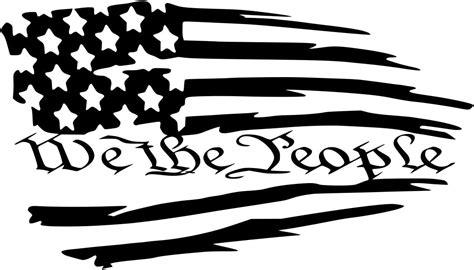 Ur Impressions Blk Tattered American Flag We The People