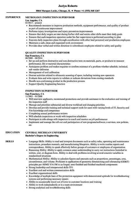 Quality inspector resume samples with headline, objective statement, description and skills examples. Inspection Supervisor Resume Samples | Velvet Jobs