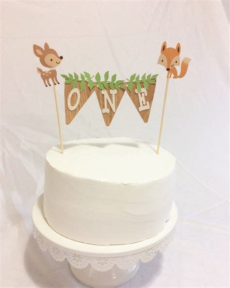 Woodland Creatures Cake Topper First Birthday I Am One Theme Deer Fox
