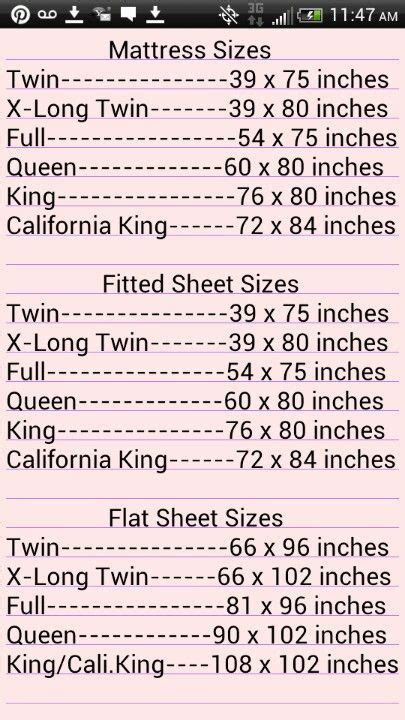 Bed Sheet Sizes In Cm