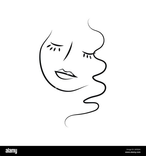 Modern Abstract Face Portrait Linear Ink Brush Line Art Fashion