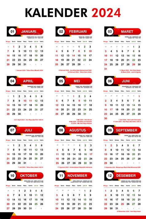 Calendario 2024 Rojo Y Negro Con Festivos Png Dibujos Rojo Y Negro Con