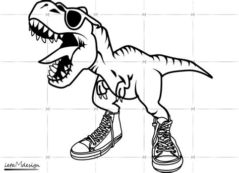 Dino with Sneakers Digital File Dino Svg T-Rex Svg Dinosaur | Etsy