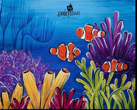 Under The Sea Kids Canvas Painting Underwater Painting Flower Art