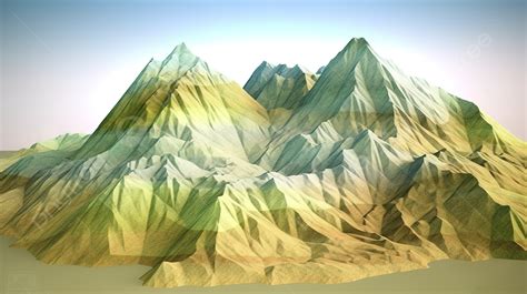 Low Poly Mountain Topographic Landscape In 3d Render Background