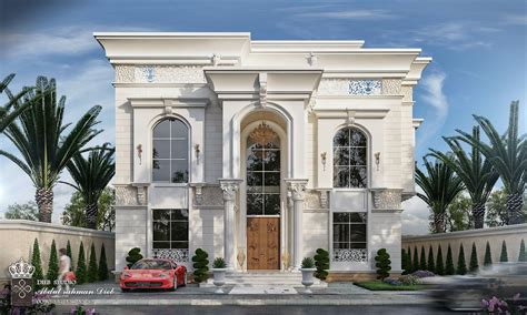 Classic Villa With White Stone On Behance Two Story House Design