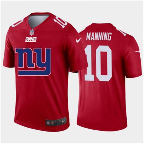 Mens New York Giants 10 Eli Manning Red 2020 Team Big Logo Inverted