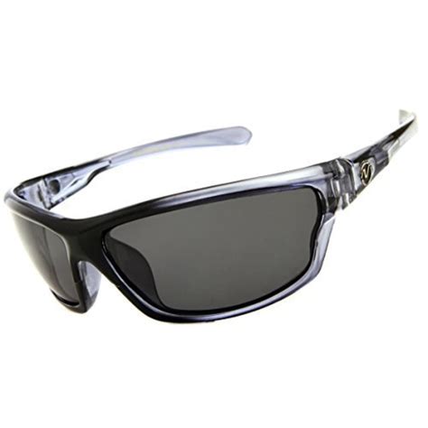 Nitrogen Men S Rectangular Sports Wrap 65mm Clear Polarized Sunglasses