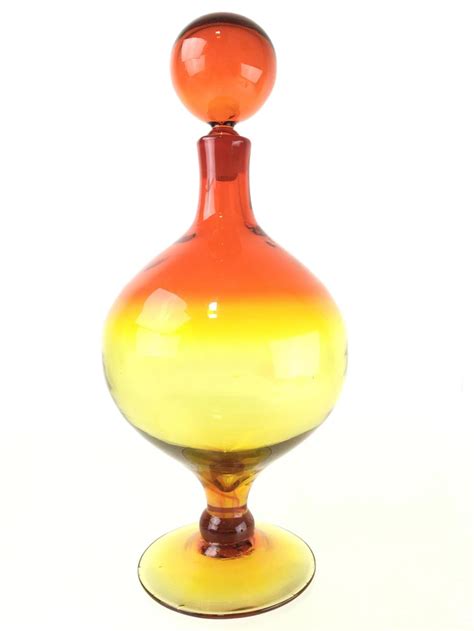Lot Blenko Husted Tangerine Amberina Glass Decanter