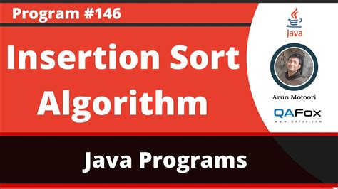 Java Program To Implement Insertion Sort Algorithm Youtube