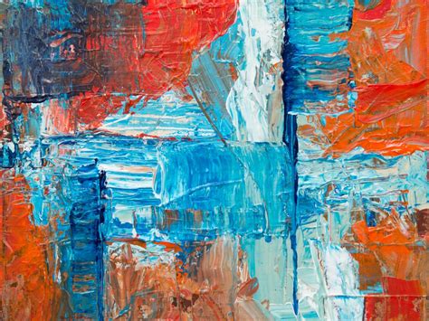 Blue And Red Abstract Painting Photo Free Modern Art