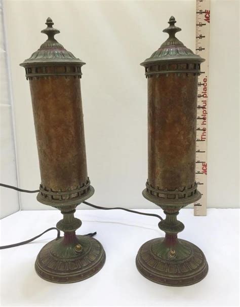Sold At Auction Pair Of Antique Arts And Crafts Mica Shade Lamps