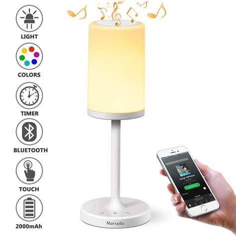 Marrado Bluetooth Speakers Bedside Lamp Night Light Smart Touch