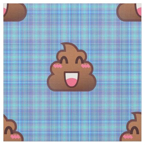 Plaid Poop Emoji Fabric Zazzle